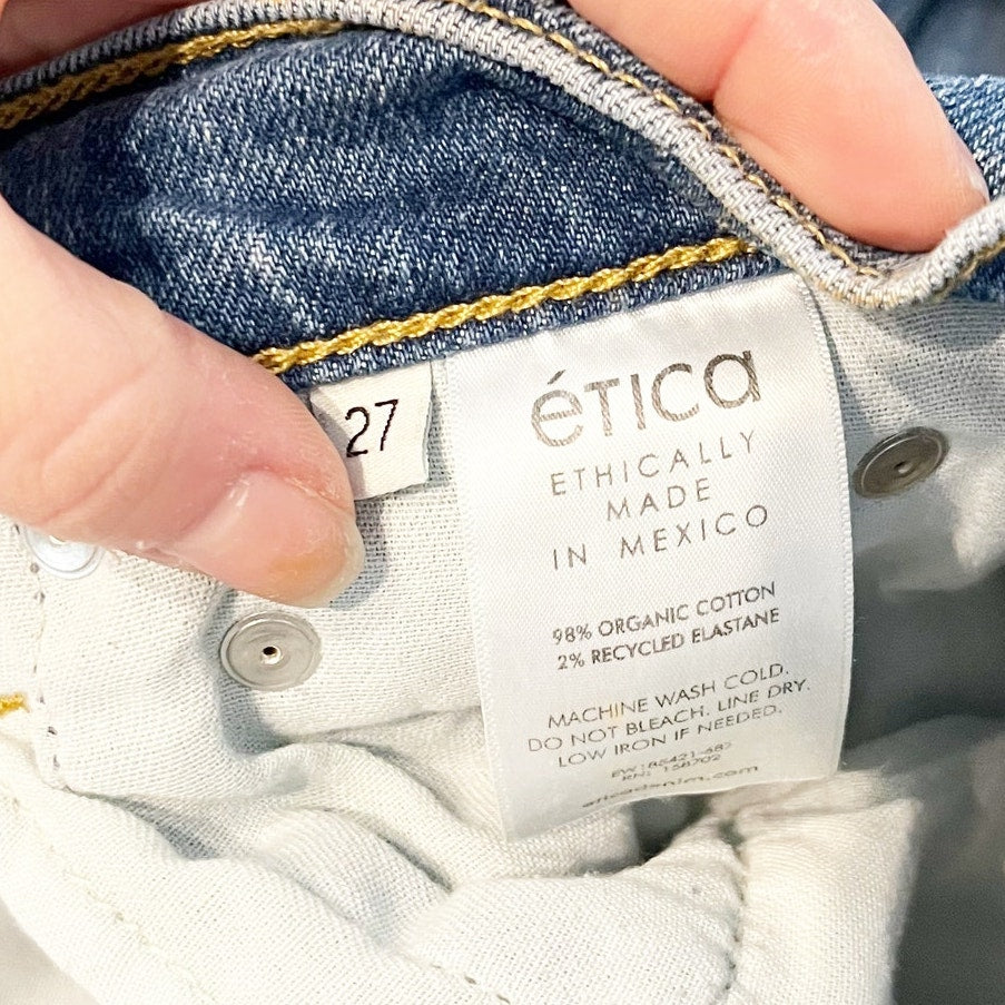 Etica Anya Modern High Rise Organic Cotton Flare Jeans Blue 27