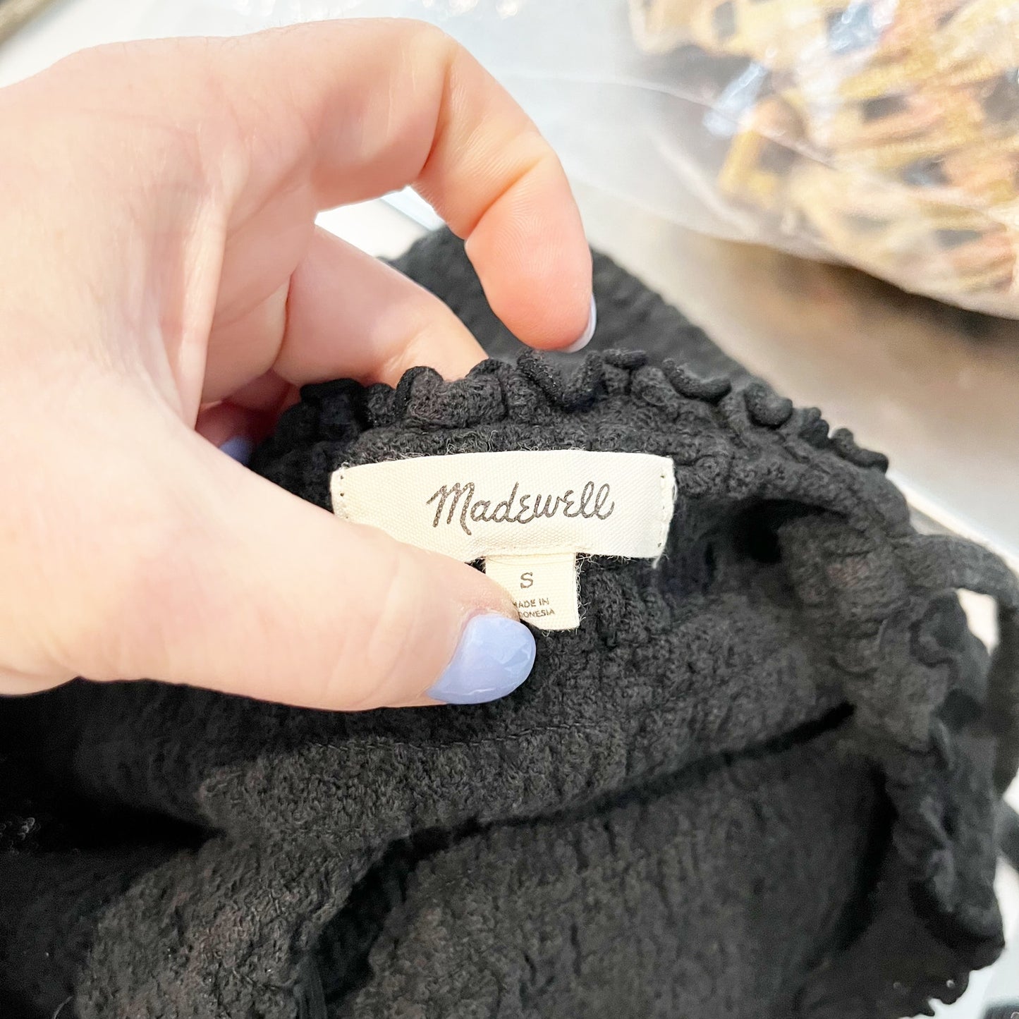 Madewell Superlight Jacquard Smocked Tank Top Cami Black Small