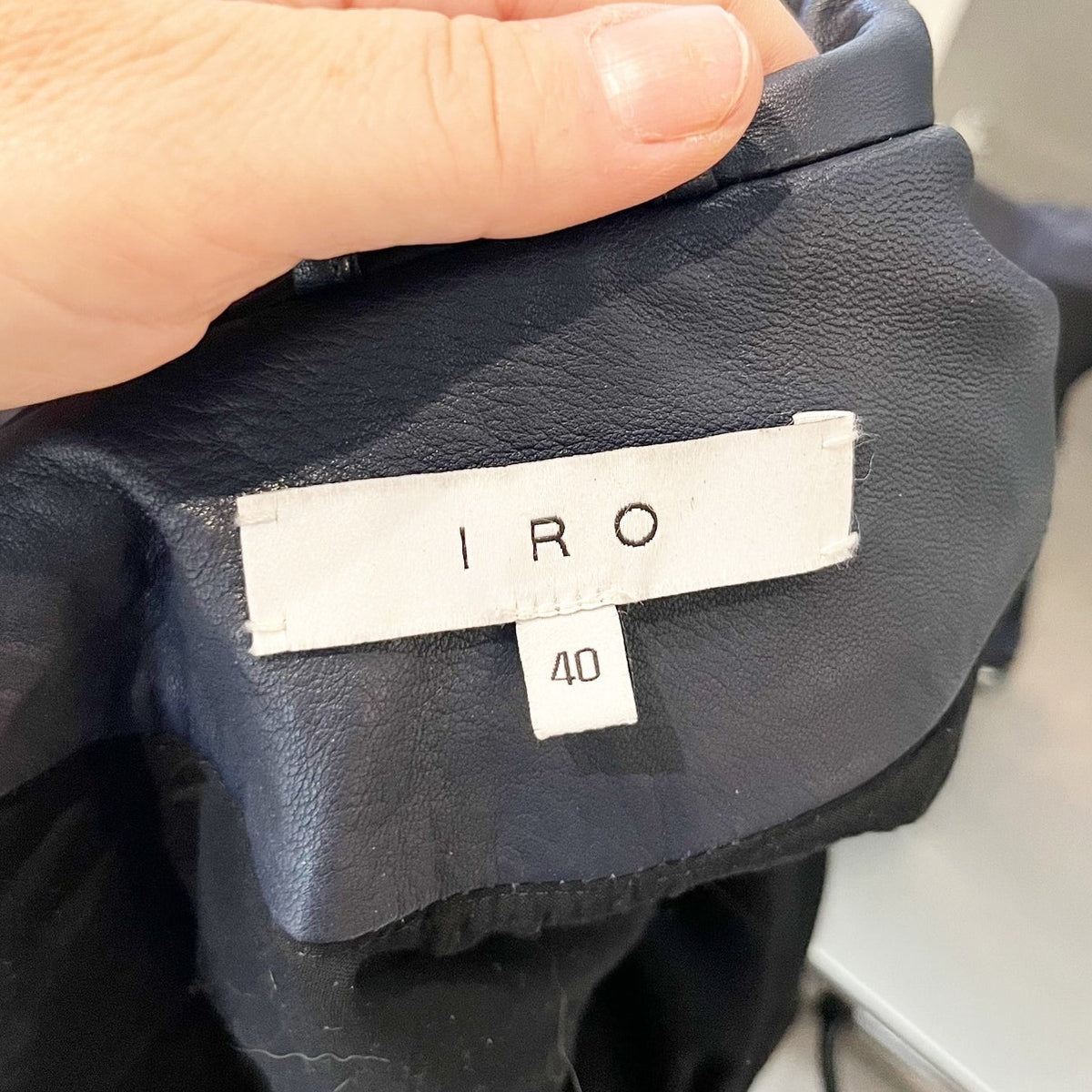 IRO Lamb Leather Zip Up Moto Biker Jacket Navy Blue 40 / US 6