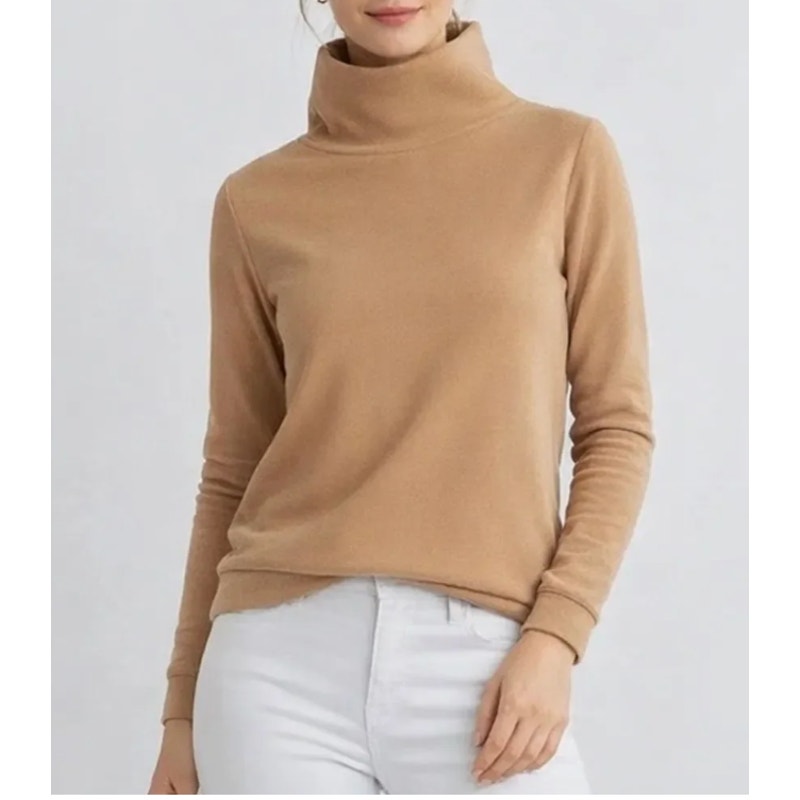 Dudley Stephens Park Slope Long Sleeve Funnel Neck Pullover Sweater Beige XXL
