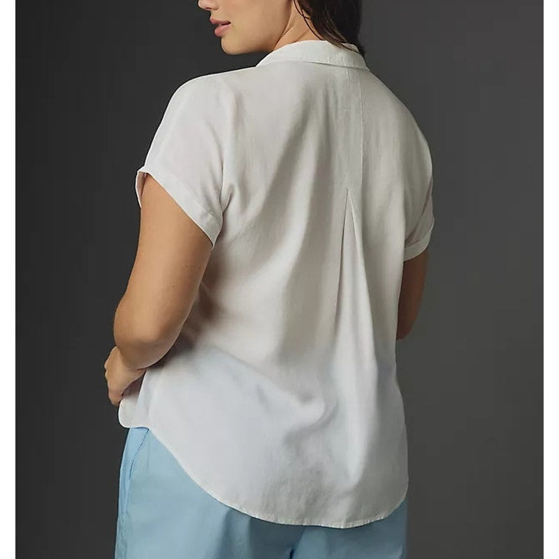 Cloth & Stone by Anthropologie Breezy Short Sleeve Buttondown Shirt White Medium