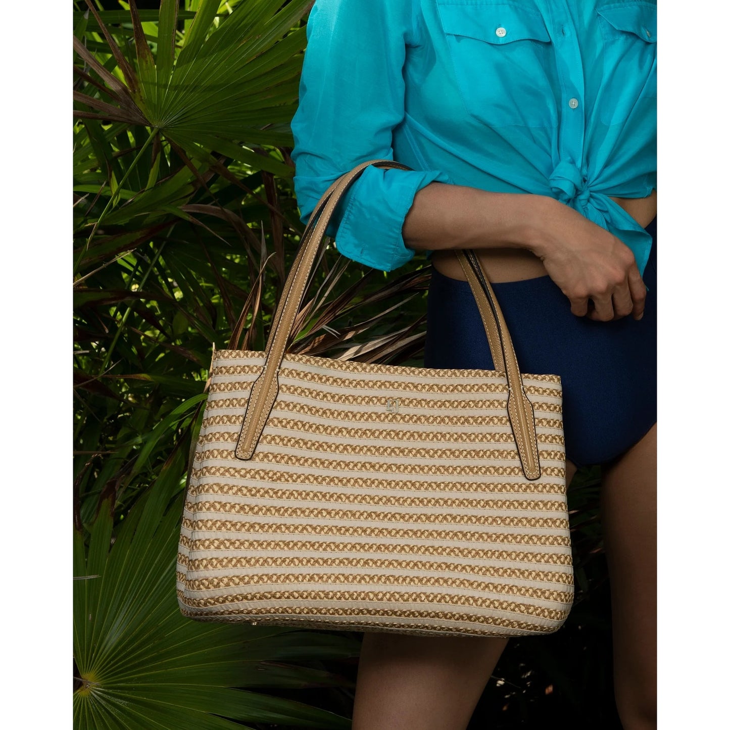 Eric Javits Squishee Isla Straw Bag Peanut Beige Tan