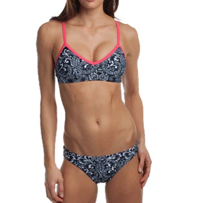 EQ Swimwear Passion Bikini Top & Maverick Bikini Bottom Tahitian Black Floral XL