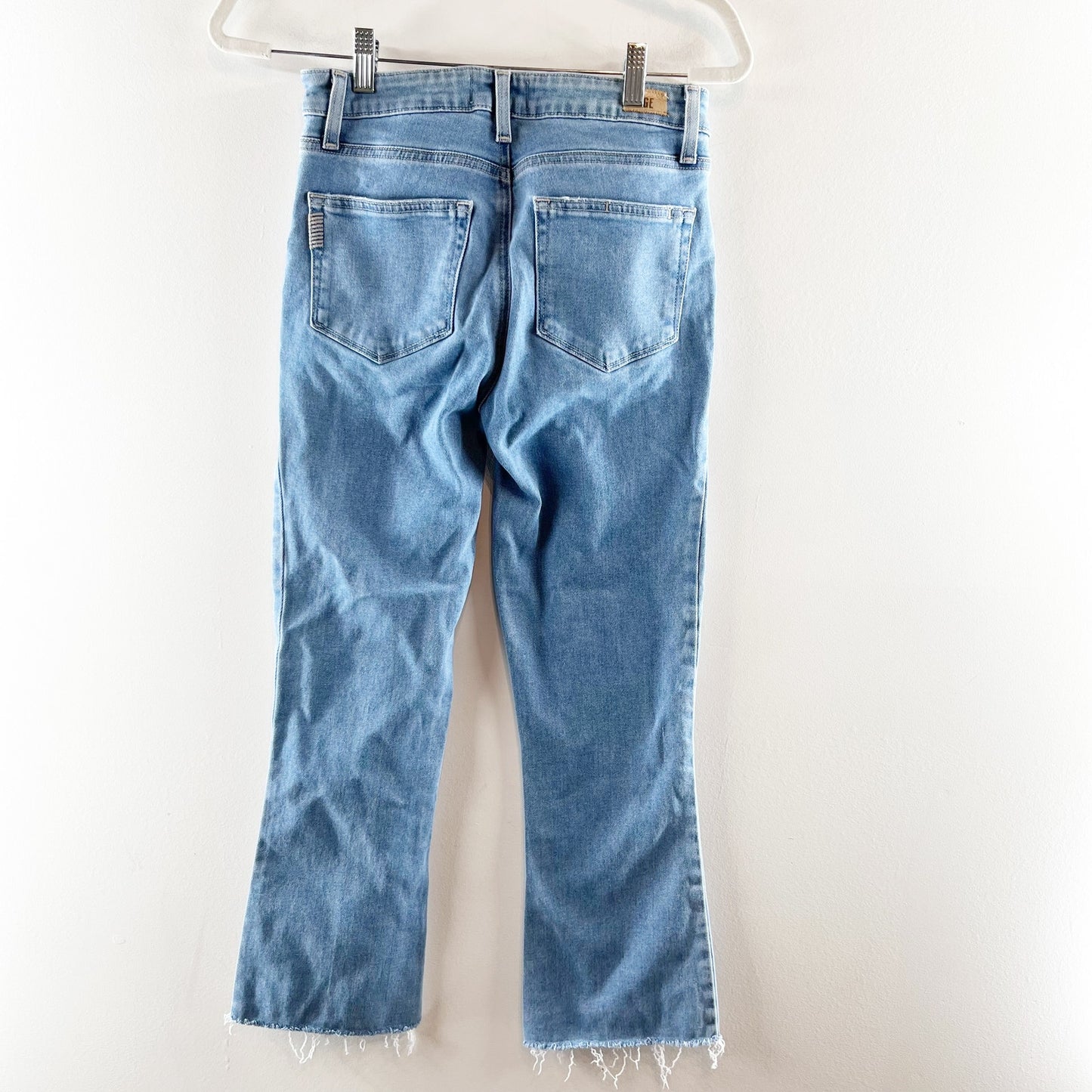 Paige Rory Cotton Blend High Waisted Crop Flare Denim Jeans Kaede Distressed 27