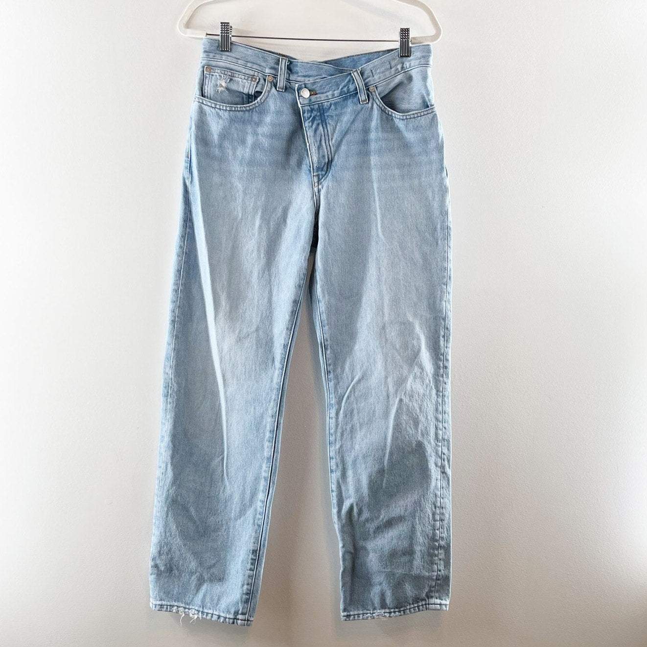 Madewell Low-Slung Cotton Cross-Tab Waist Denim Straight Jeans Sevilla Wash 27