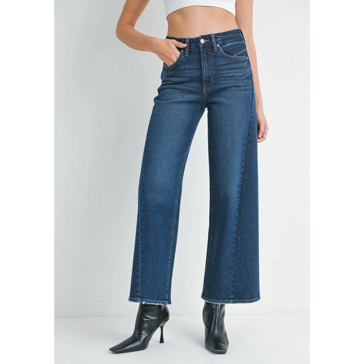 JBD Just Black Denim High Waisted Wide Leg Dark Wash Jeans Blue 31 / 12