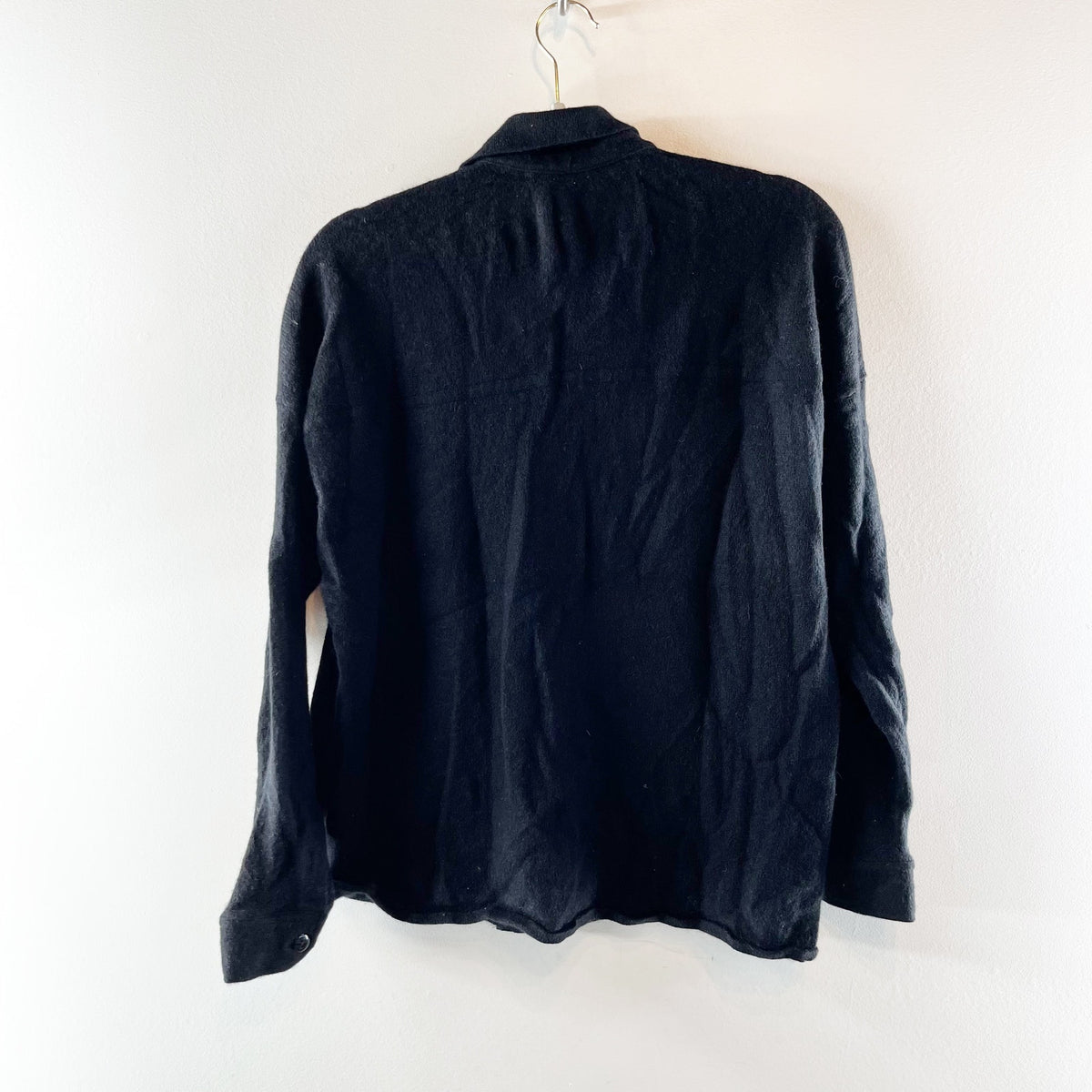 Naked Cashmere Rue Long Sleeve Button Up Polo Shirt Sweater Black Small