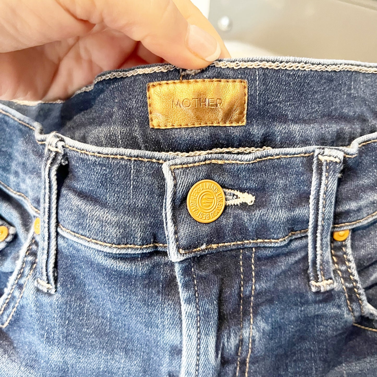 Mother The Insider Crop Step Fray Hem Jeans Teaming Up Blue 26 / 2