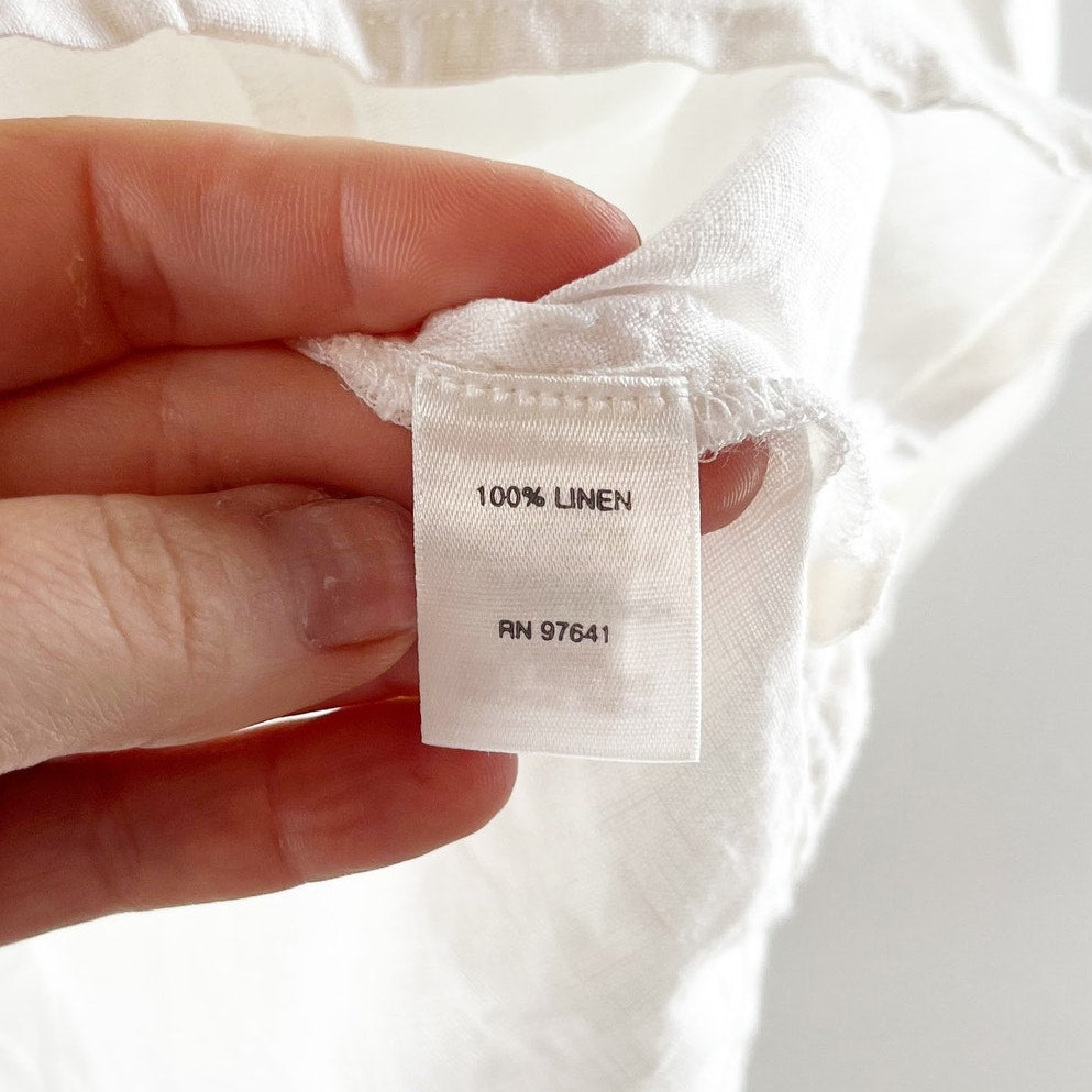 J. Jill 100% Linen Long Sleeve Button Down Shirt White Medium