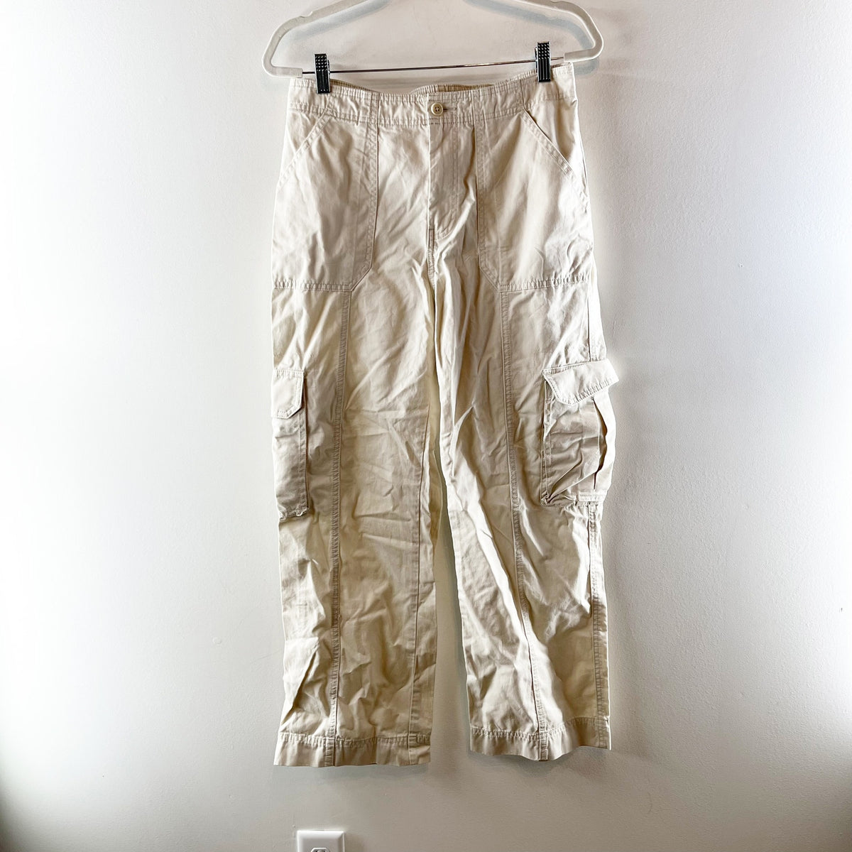 Abercrombie & Fitch High Rise Utility Wide Leg Cargo Pants Khaki 29 / 8 Petite