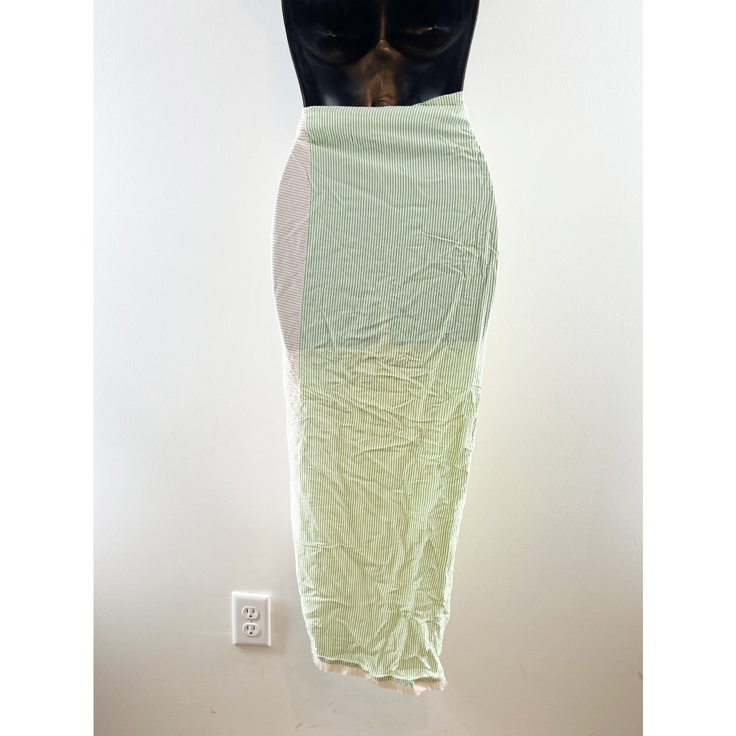 Antonio Melani Striped Tie Sarong Cover Up Skirt Yellow Green One Size