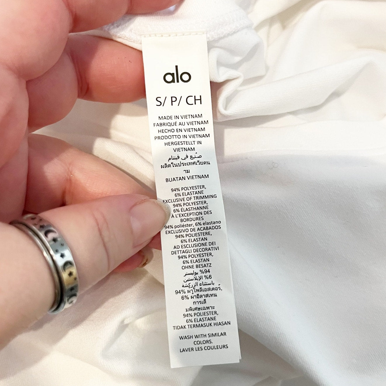 Alo Alosoft Crop Finesse Long Sleeve Fitted T-Shirt Top White Small