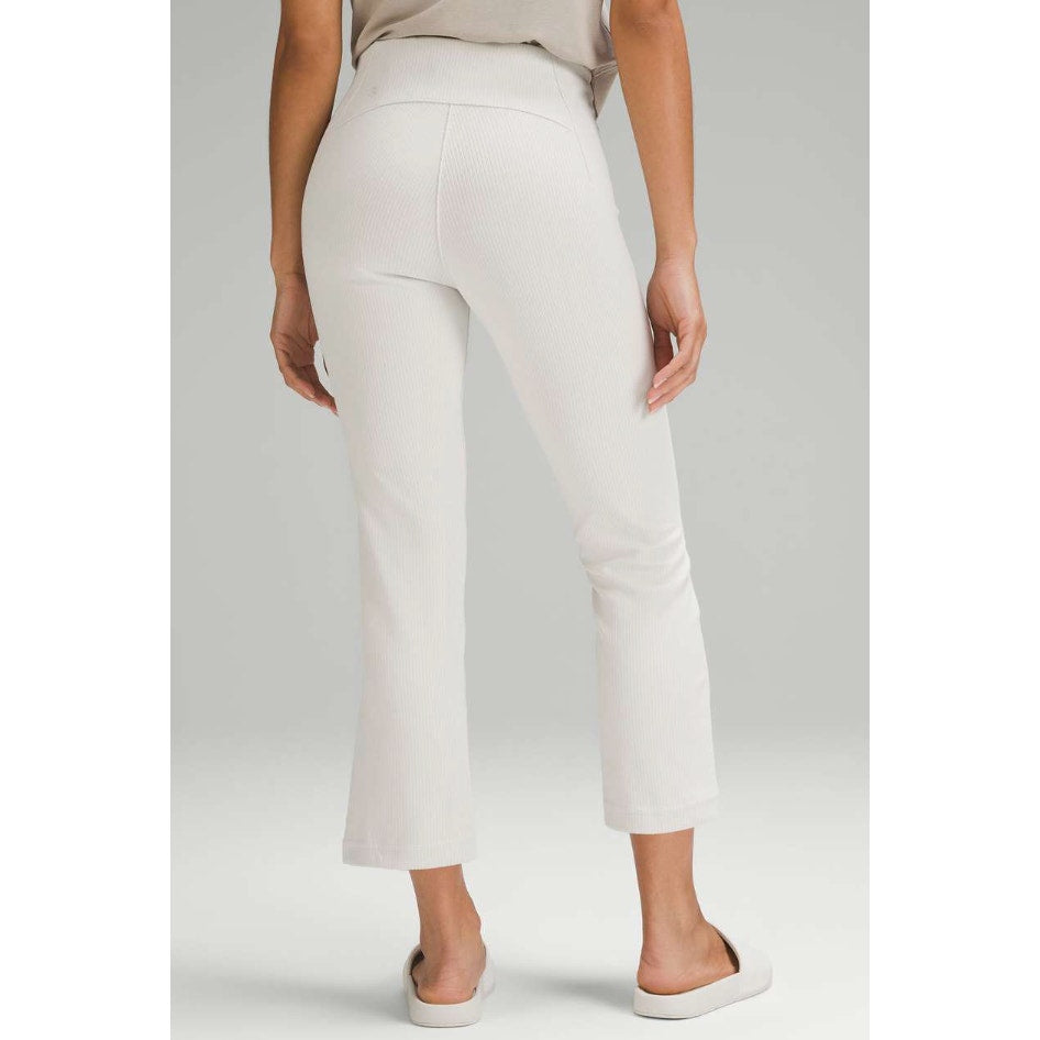 Lululemon Ribbed Softstreme Zip-Leg High-Rise Cropped Pants 25" Bone Cream 4