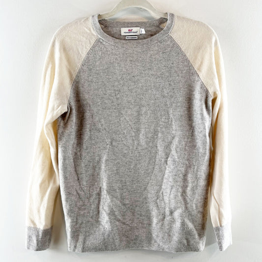 Vineyard Vines Colorblock Crewneck Long Sleeve Wool Cashmere Sweater Gray XS
