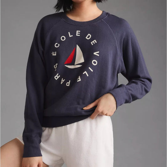 Sundry Navy Blue Sailing Crewneck Sweatshirt Small