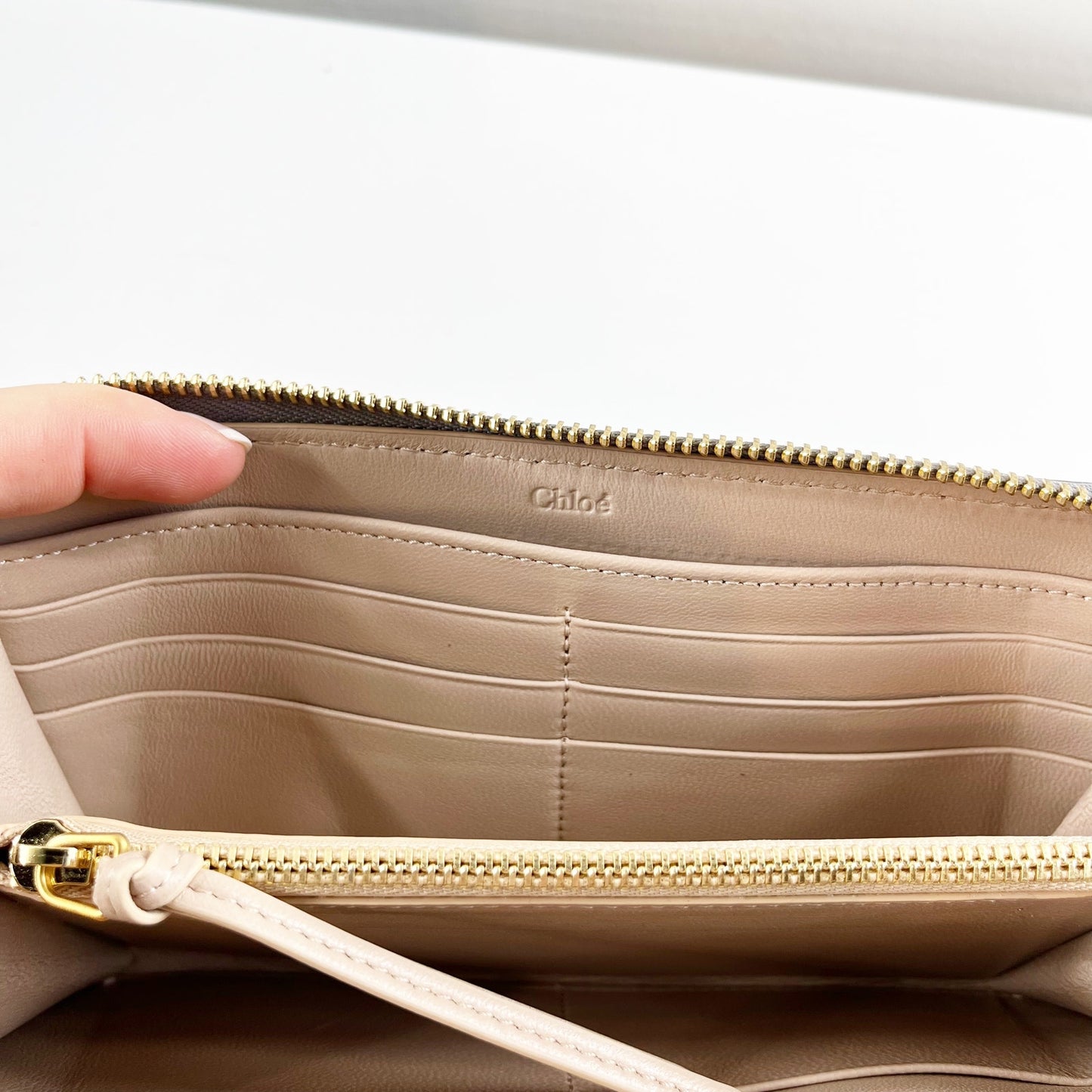 Chloé Marcie Leather Long Zippered Continental Wallet Cashmere Grey