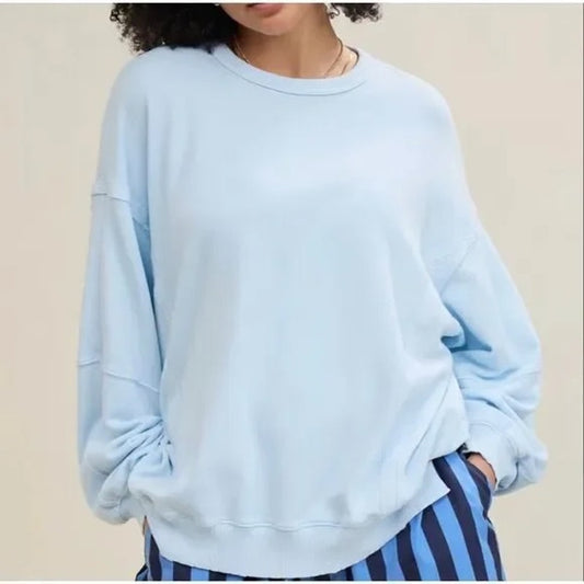 Aerie Long Sleeve Crewneck Oversized Sweatshirt Light Blue Medium