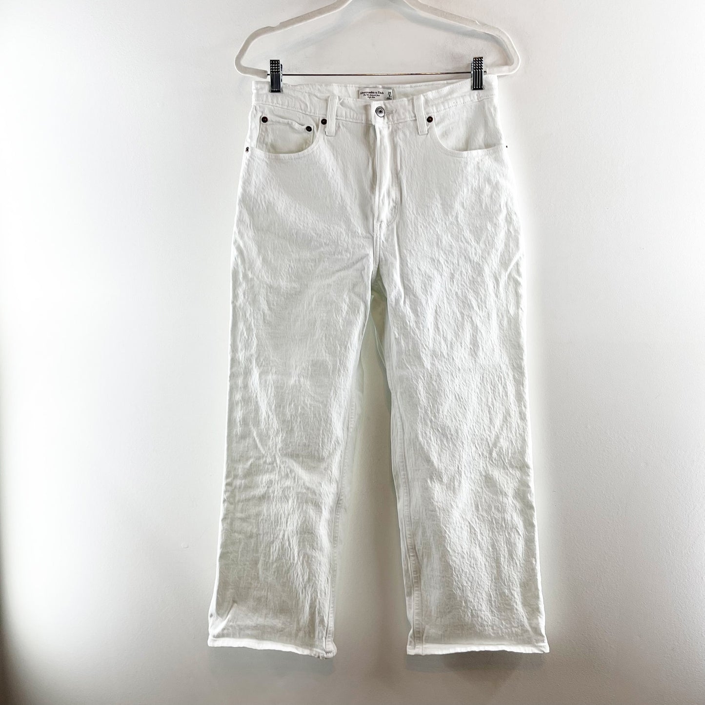 Abercrombie The 90s Relaxed High Rise Straight Leg Jeans White 29 Petite