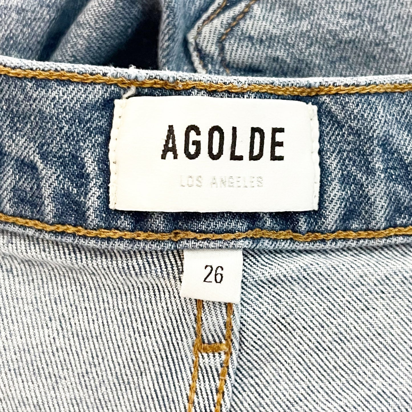 AGOLDE Riley High Rise Slim Straight Distressed Ripped Crop Jeans Blue 26