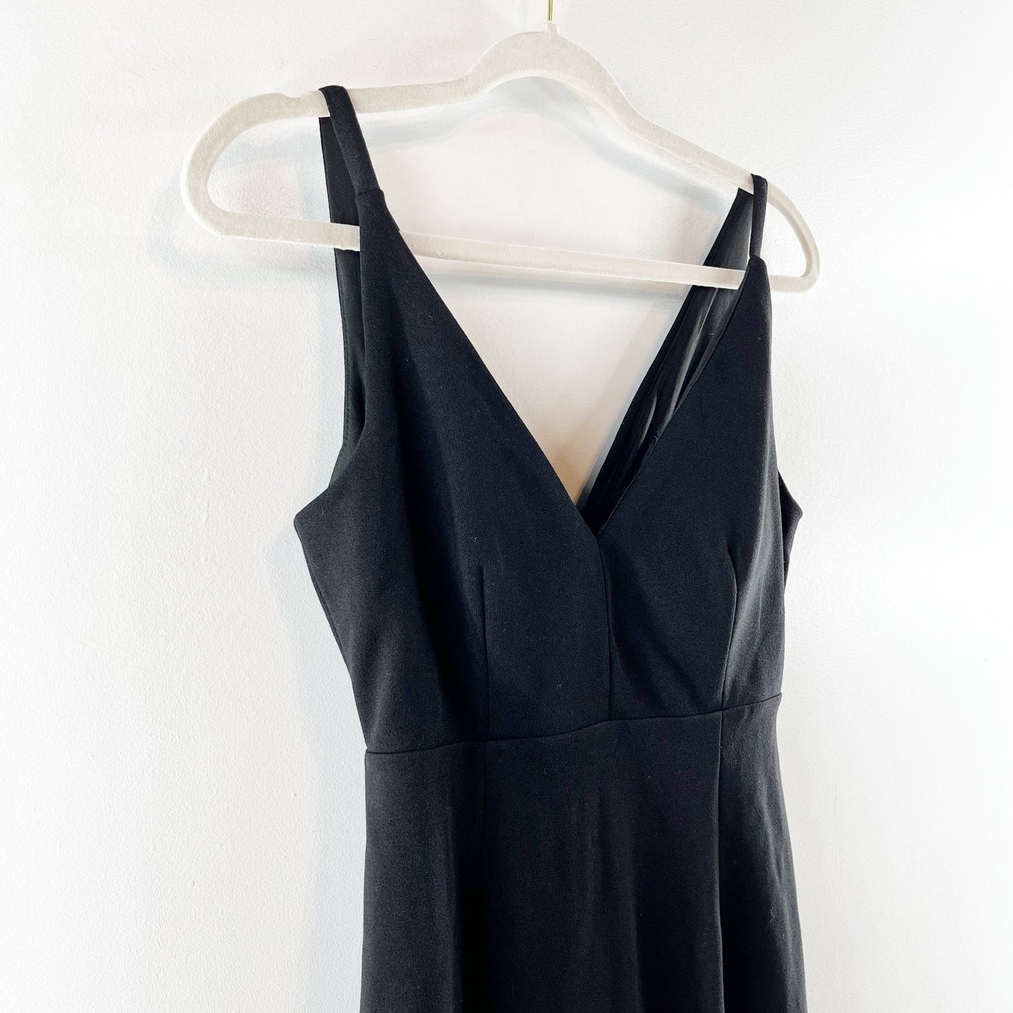 Lulus Melora Crepe Knit V-Neck Sleeveless Glam Mermaid Maxi Dress Black Small