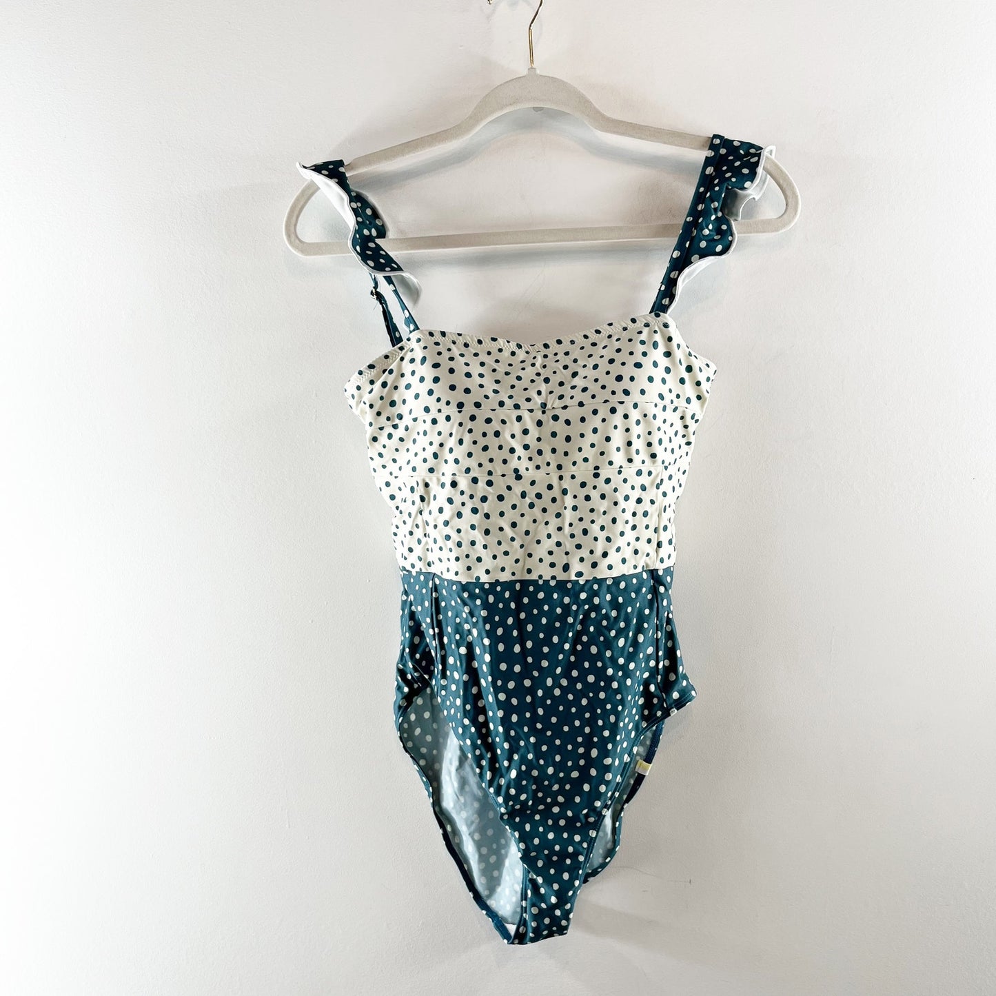 Summersalt Ruffle Oasis Square Neck Polka Dot Colorblock One Piece Swimsuit 4