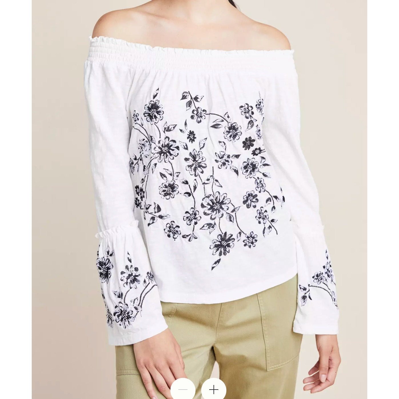 Anthropologie Annie Embroidered Off-The-Shoulder Blouse Top White Small