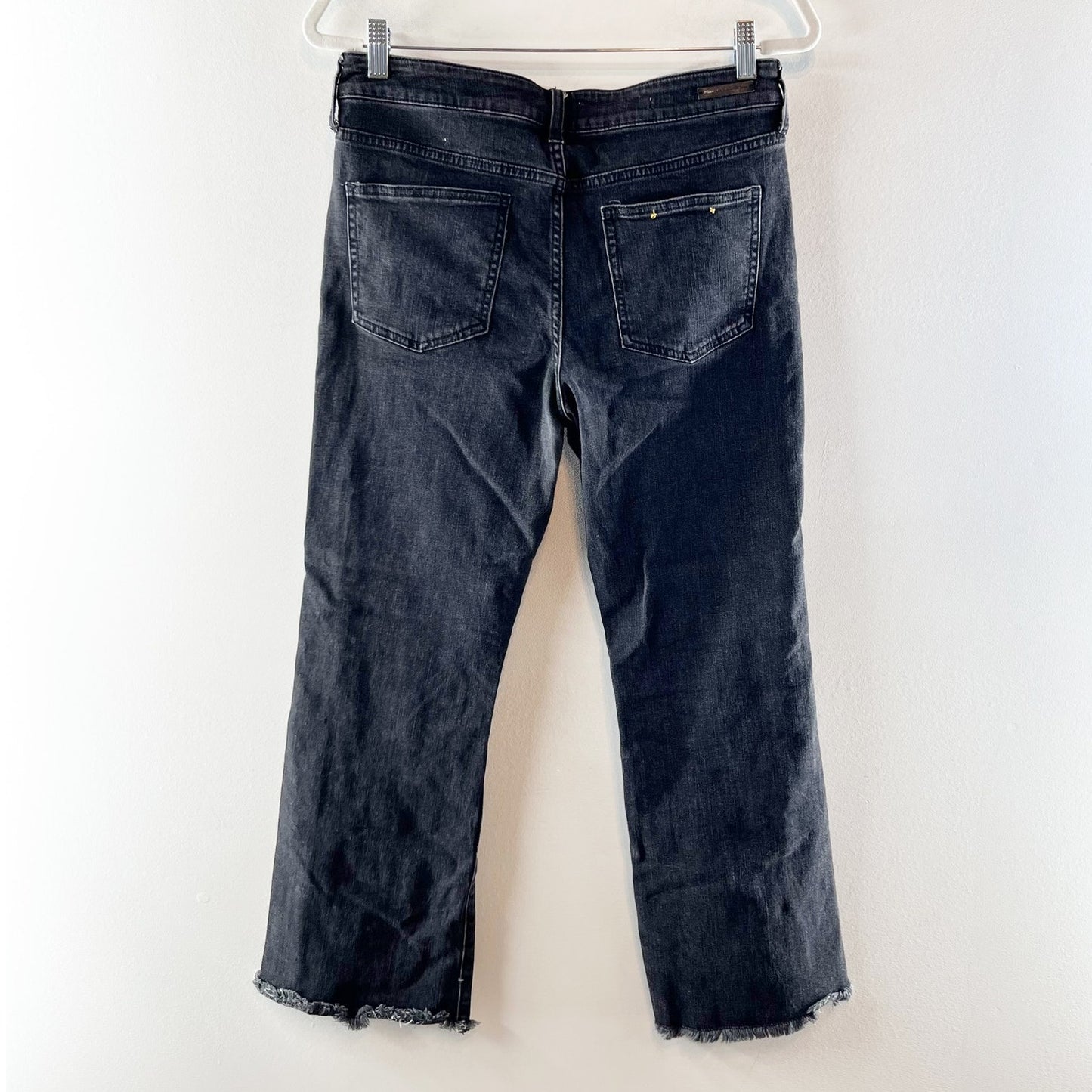 Pilcro and The Letterpress Anthropologie High Rise Ram Hem Flare Jeans Black 30