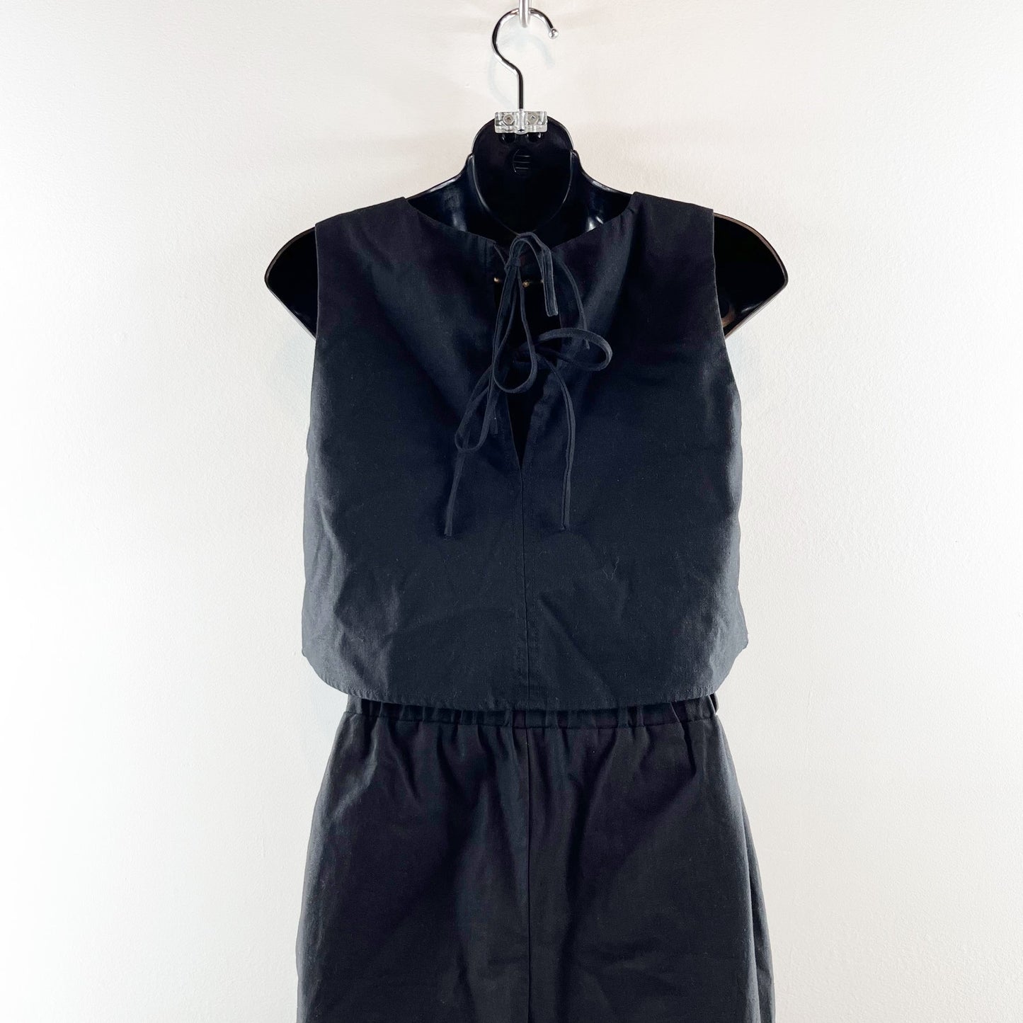 kourt Willow Sleeveless Top & Cropped Wide Leg Linen Blend Pant Set Black XS