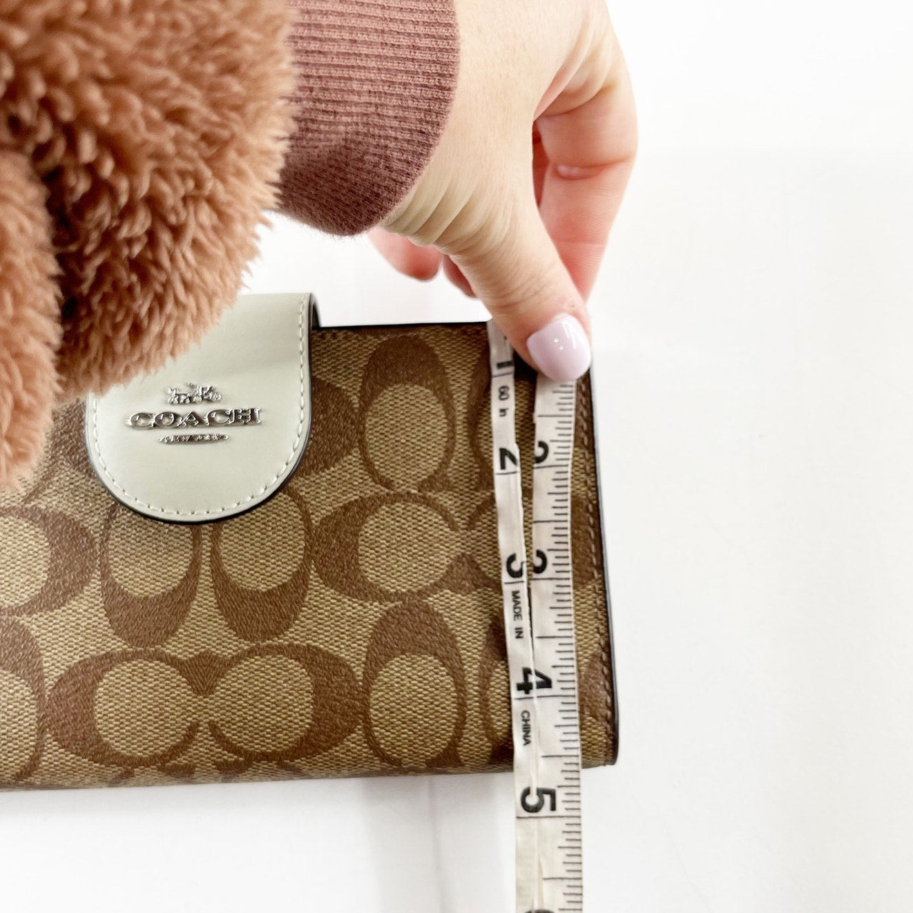 Coach Signature C Canvas Phone Tech Wallet Wristlet Brown Sage Green