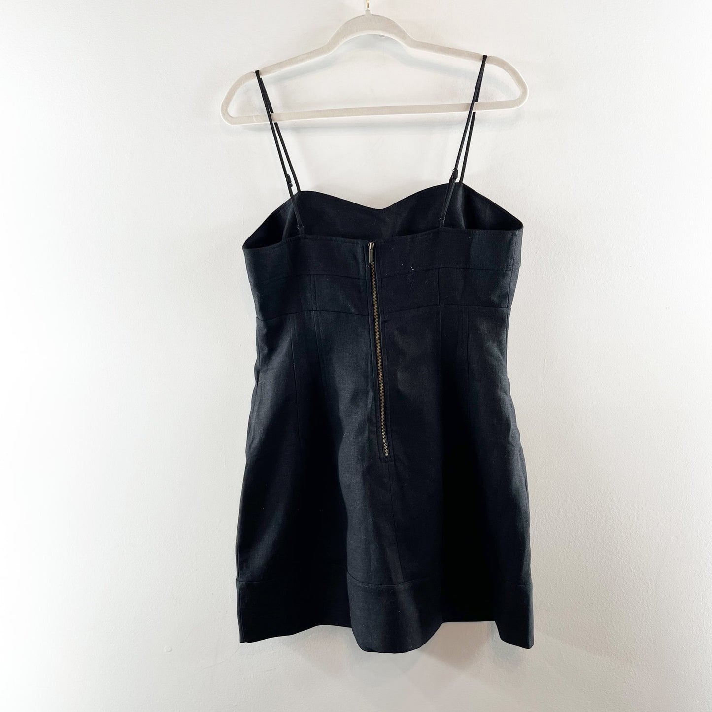 Banana Republic 100% Linen Sweetheart Mini Fit & Flare Dress Black 10