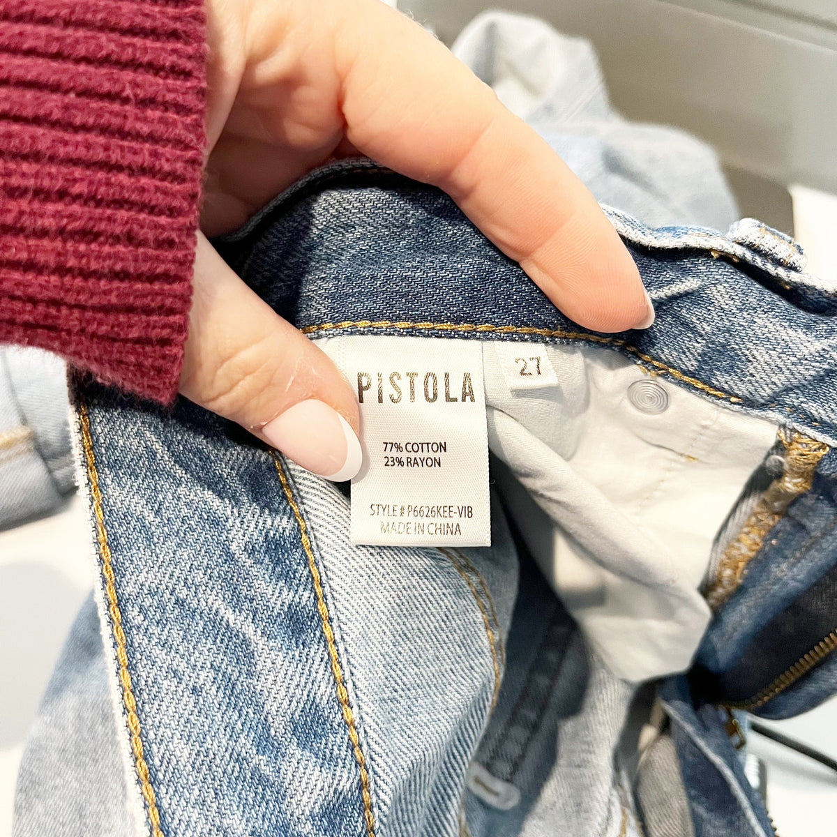 Pistola Presley Cotton Blend High-Rise Relaxed Denim Roller Jeans Blue 27
