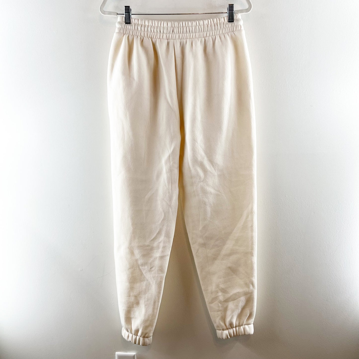 Wildfox Fleece Lined Pull On Jogger Sweatpants Cream Ivory Medium