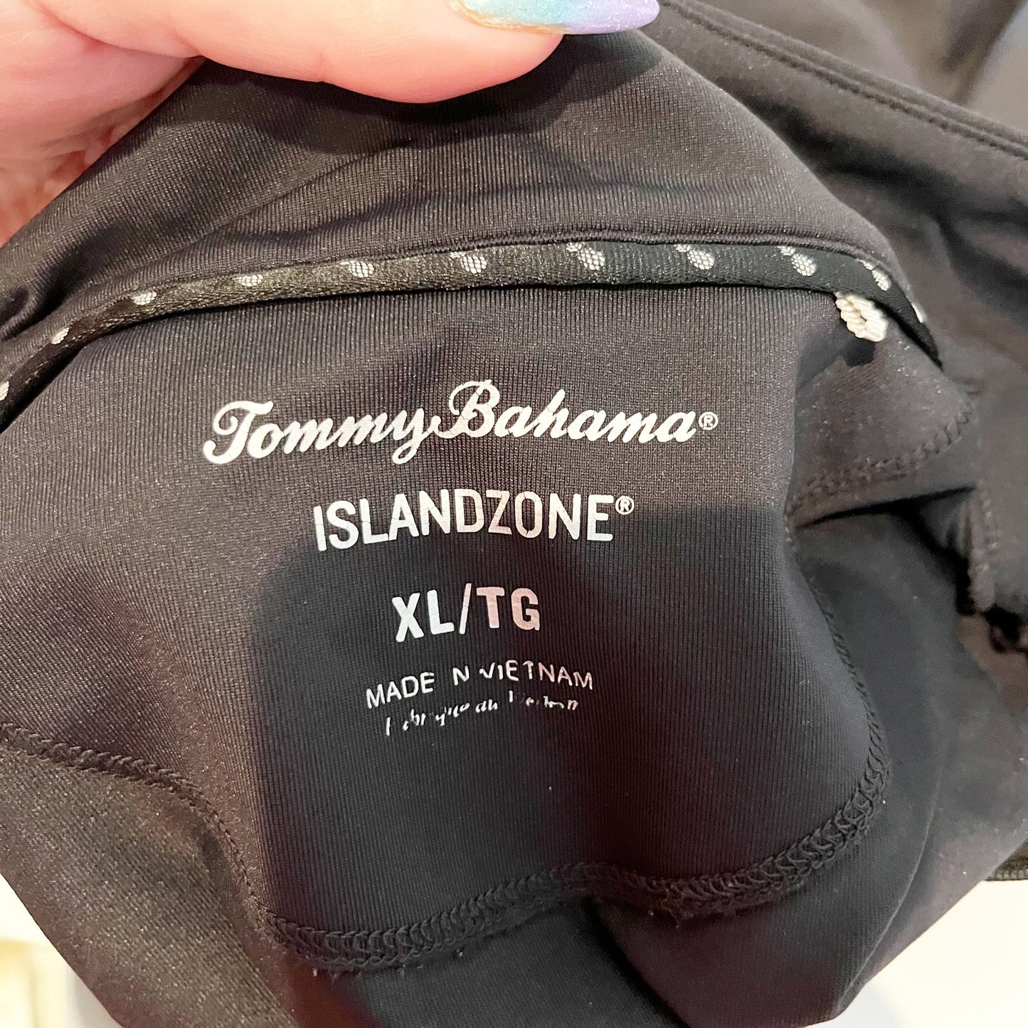 Tommy Bahama Island Zone 3/4 Sleeve 1/4 Zip Up Polo Shirt Black XL