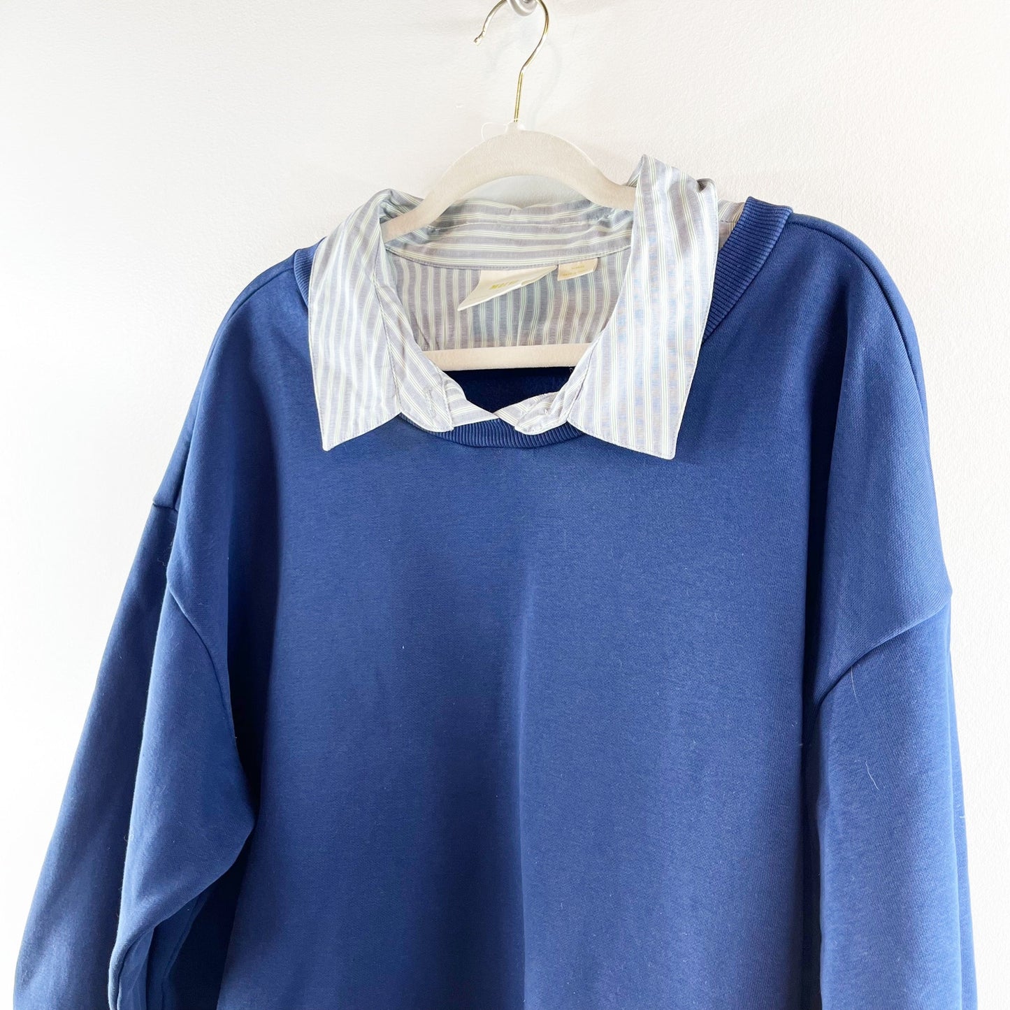 Maeve Anthropologie Long Sleeve Twofer Layered Oversized Sweatshirt Blue XL