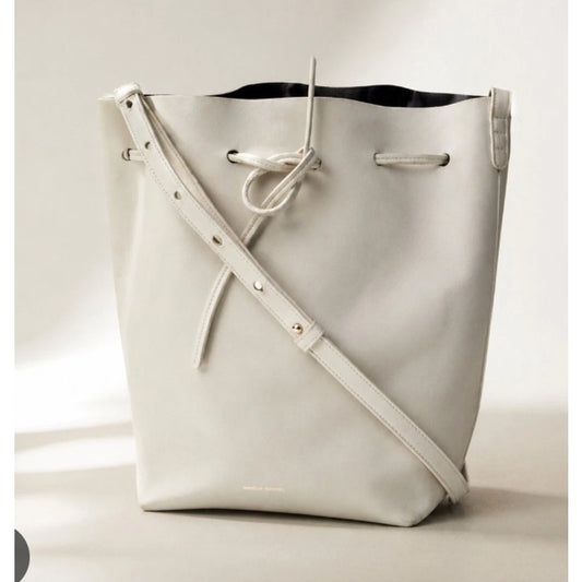 Mansur Gavriel Leather Crossbody Bucket Bag Purse White