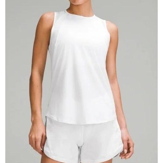 Lululemon Sculpt Flowy Relaxed Fit Mesh Muscle Tank Top White Medium