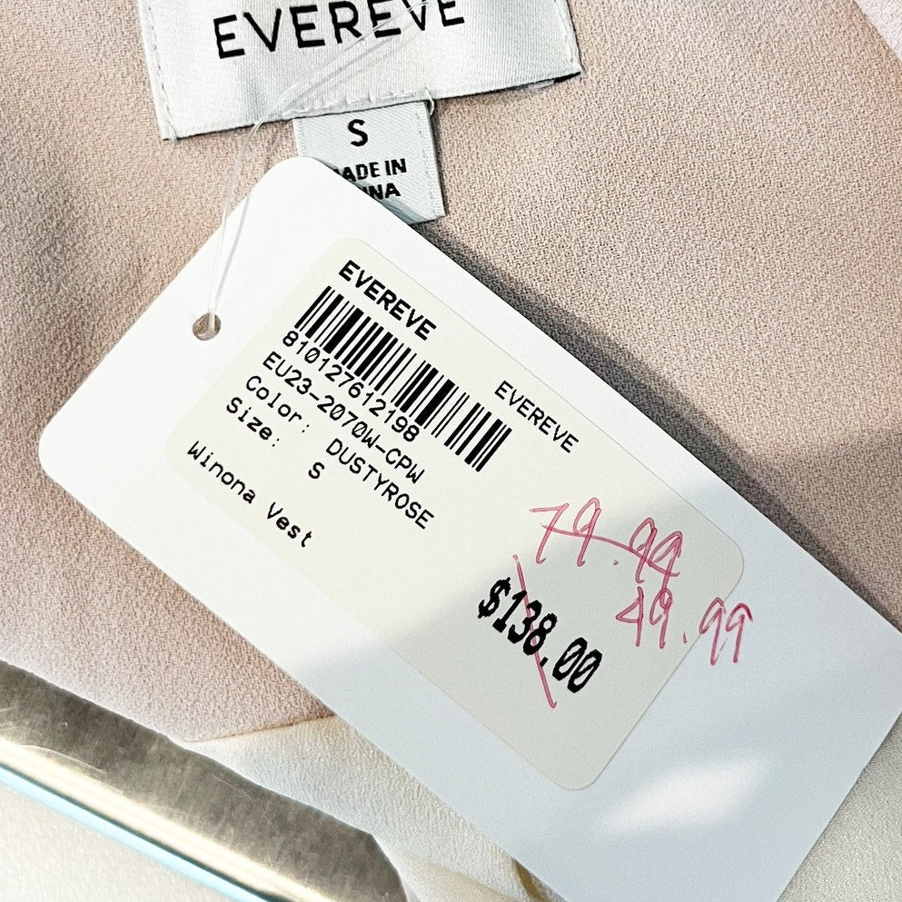 Evereve Winona Open Longline Blazer Vest in Dusty Rose Pink Small