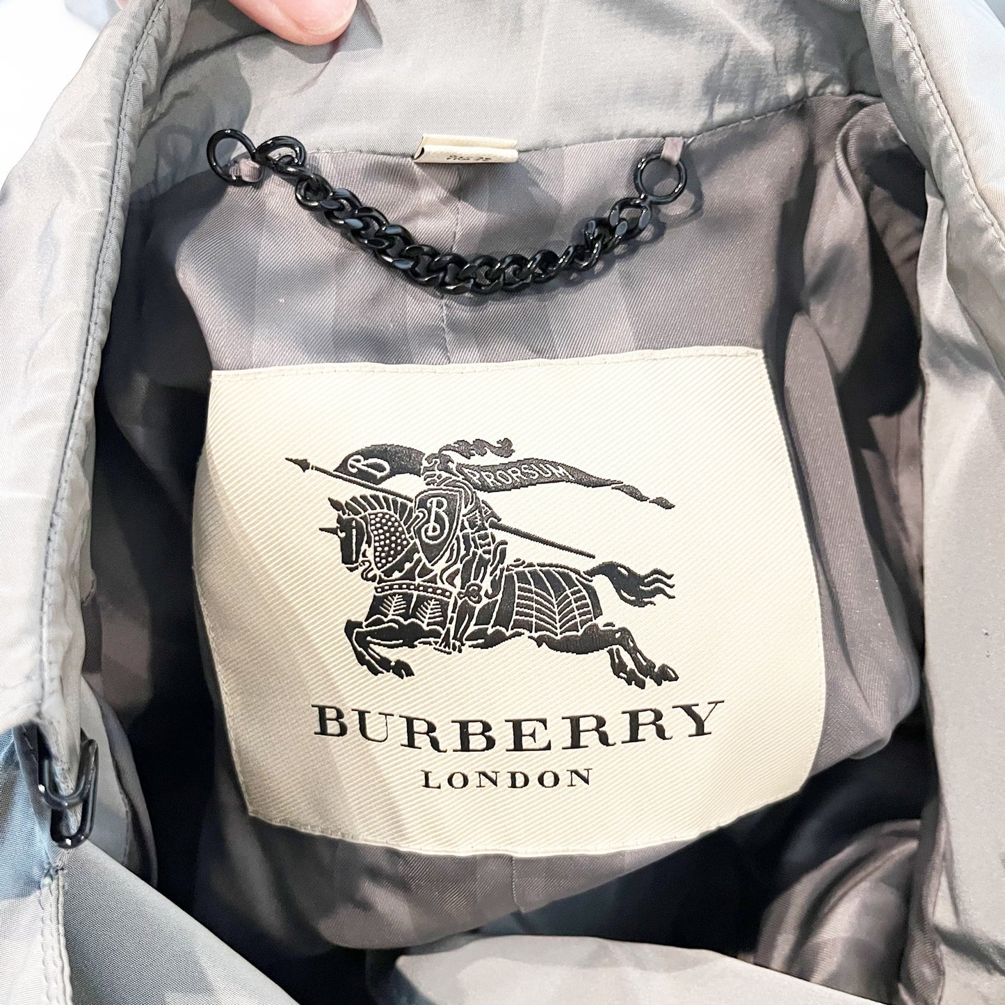 Burberry London Long Sleeve Double Breasted Belted Trench Coat Light Gray 6