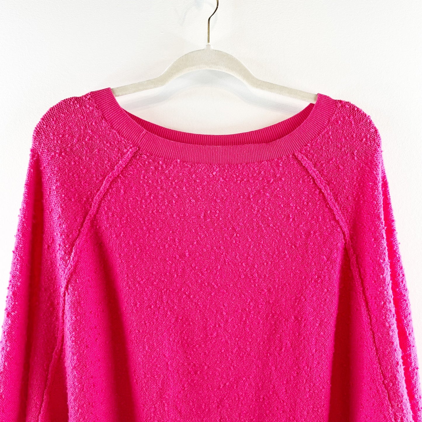 Free People Found My Friend Pullover Popcorn Oversized Sweater Pink Small