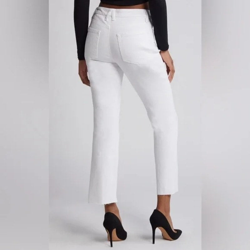 Good American Good Straight High Rise Raw Hem Jeans White 0 / 25