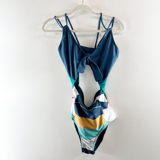 Nani Swimwear High Tide Cutout One Piece Monokini Swimsuit Blue Medium