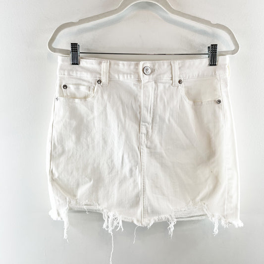 American Eagle High Rise Mini Denim Jean Skirt White 10 Long / Tall