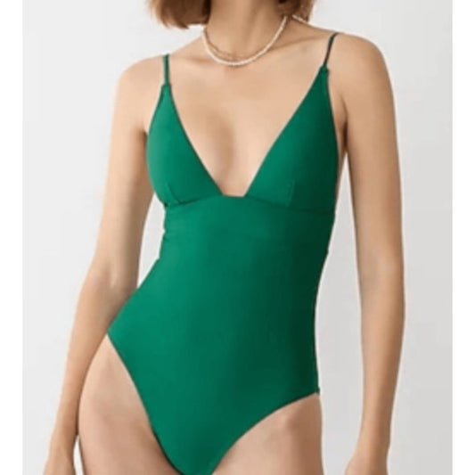 J. Crew Plunge  One Piece Swimsuit Jungle Green 8