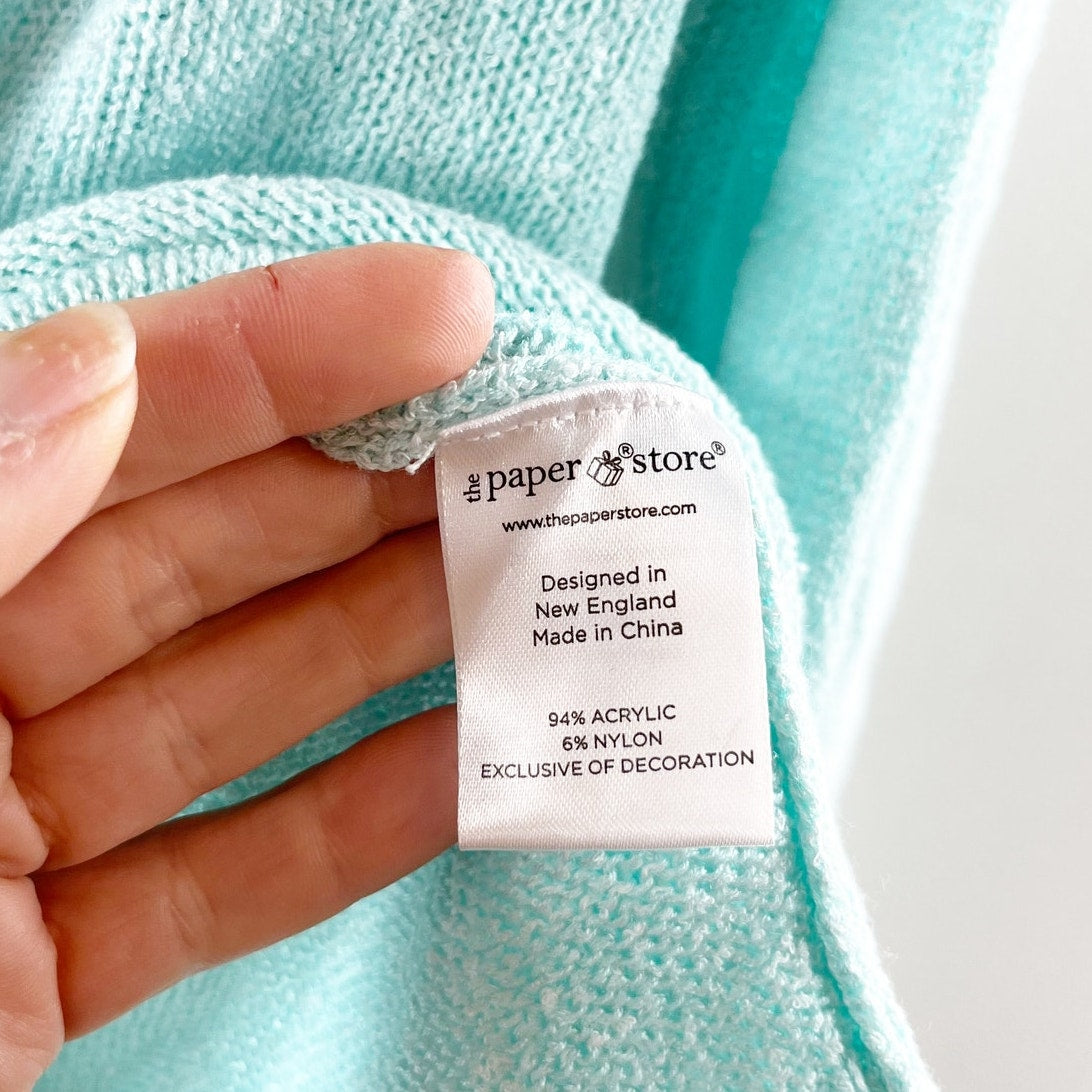 Mia & Tess Long Sleeve V Neck Surf Embroidered Sweater Teal Turquoise XL