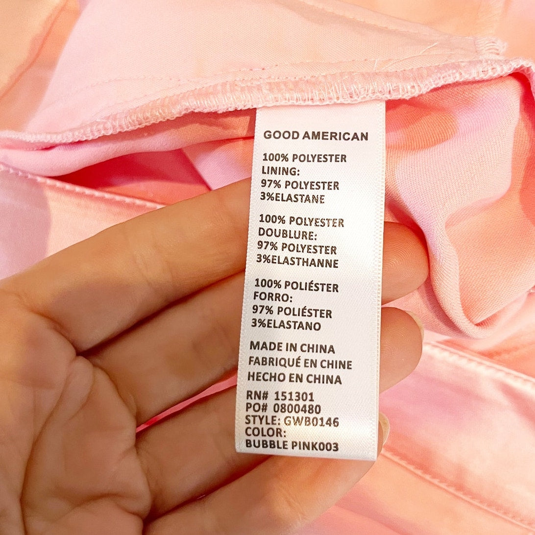 Good American High Rise Satin Trouser Pants Bubble Pink 0 / 25