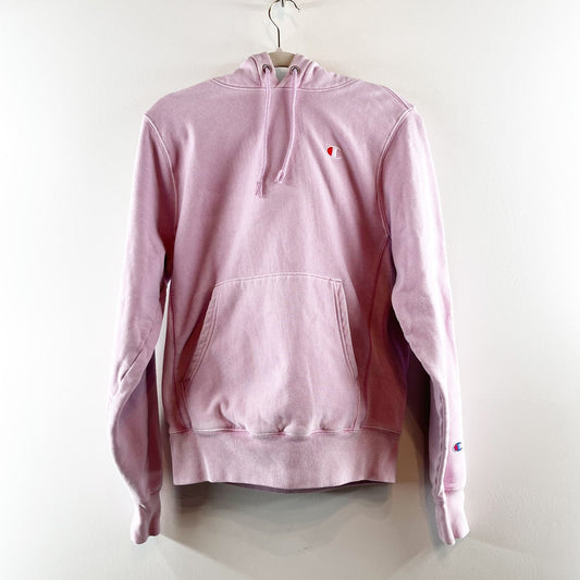 Champion Reverse Weave Cotton Pullover Hoodie Sweatshirt Light Pink Small