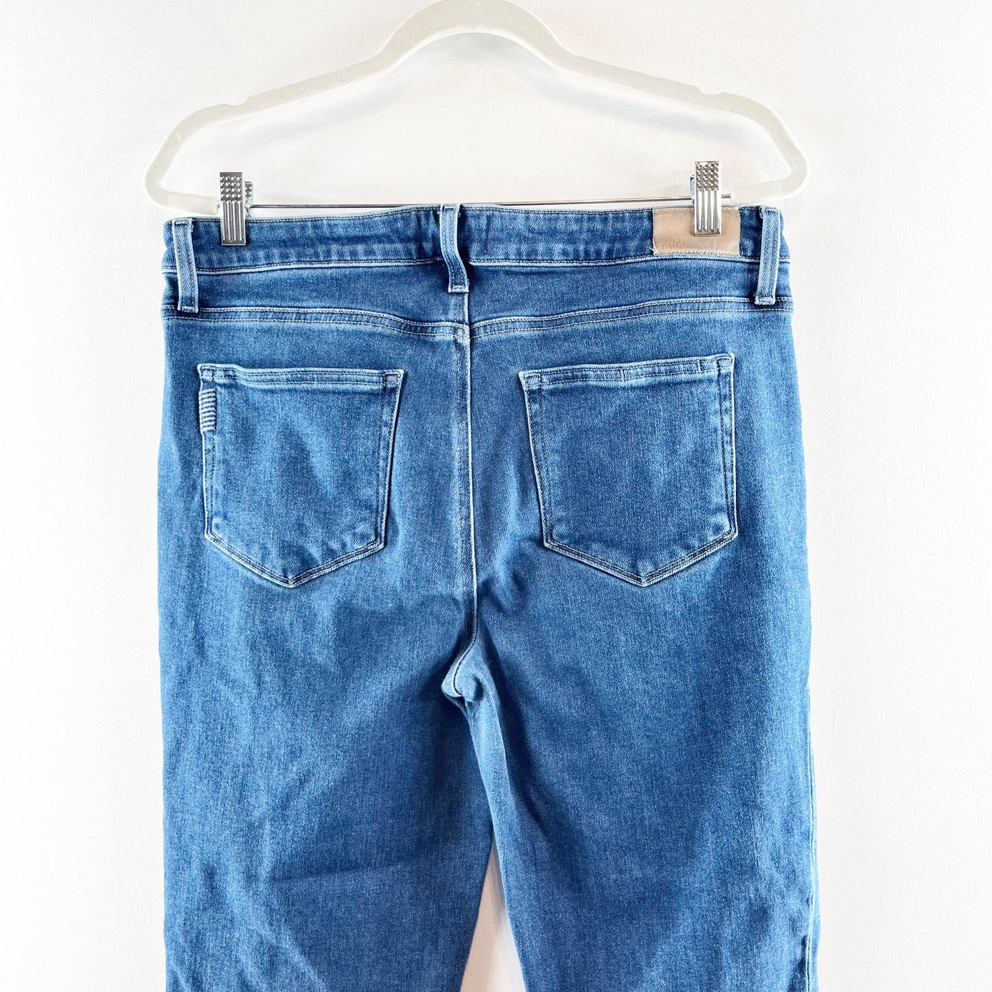 Paige High Rise Cindy Straight Ankle Jeans in California Wash Blue 32 / 14