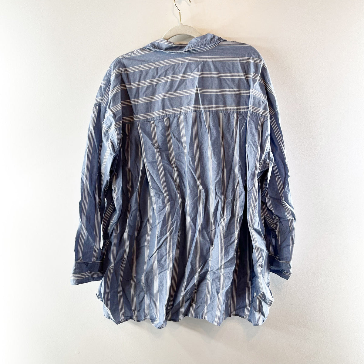 Madewell The Signature Poplin Striped Oversized Shirt Dark Mediterranean XXL