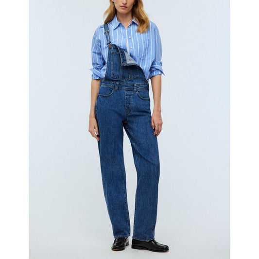Madewell Low-Slung Straight Leg Denim Overalls Blue Small