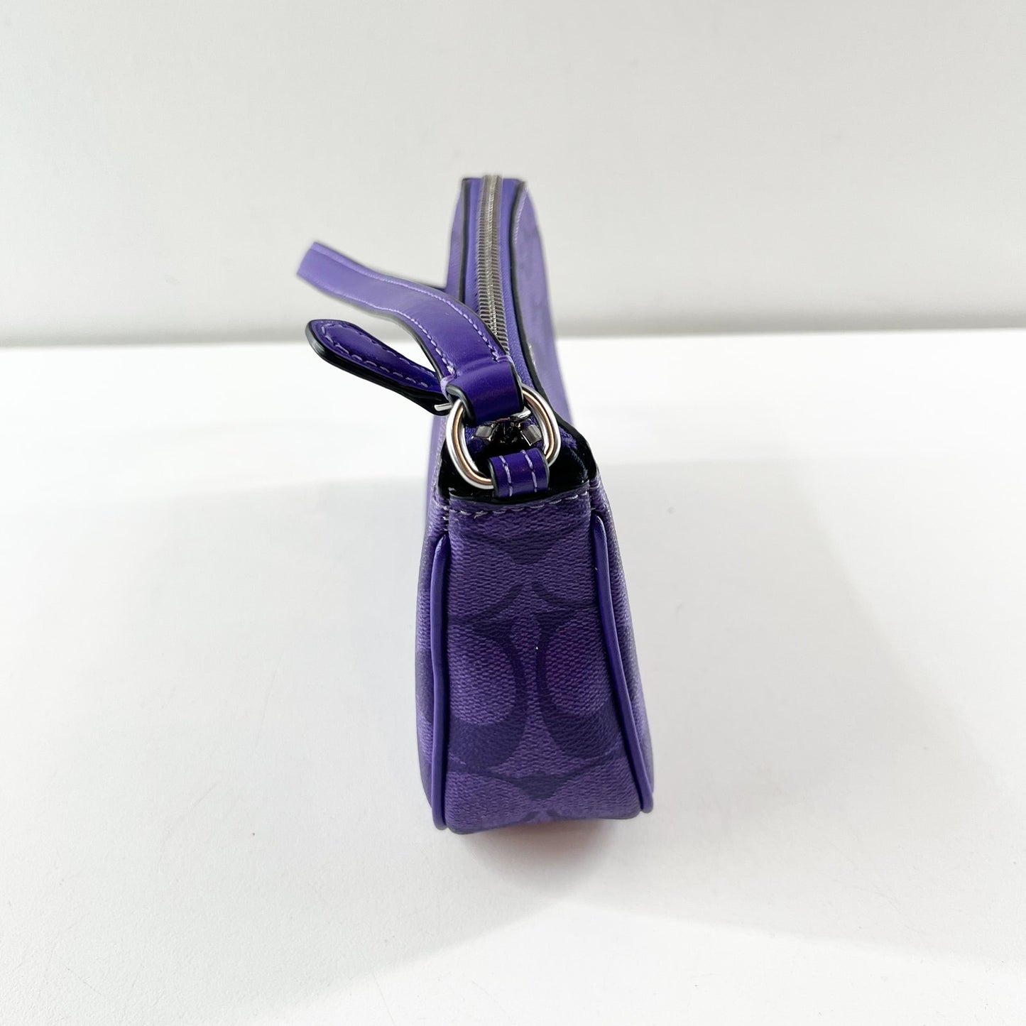 Coach Nolita 19 Signature Canvas Compact Wristlet Shoulder Bag Vibrant Purple